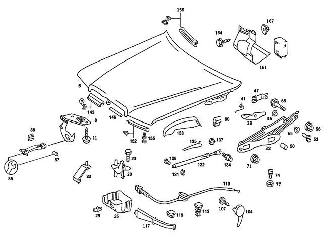 2018800059 - Attachment Parts: Engine Hood Release Cable for Mercedes-Benz: 190, 190D, 190E Image image