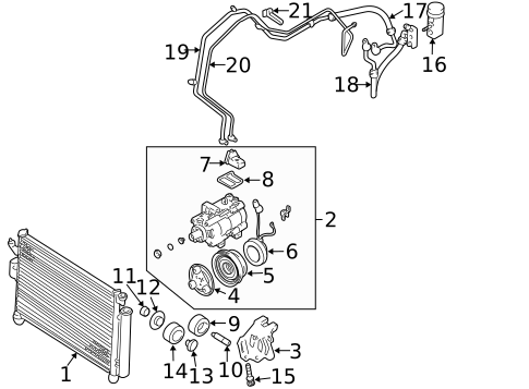 Condenser, Compressor & Lines for 2000 Hyundai Accent #0