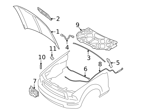 Hood & Components for 2009 Ford Mustang #0