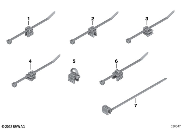 61136916946 - General Electrical System: Cable Strap with Bracket - L=200Mm for BMW-Motorrad Image