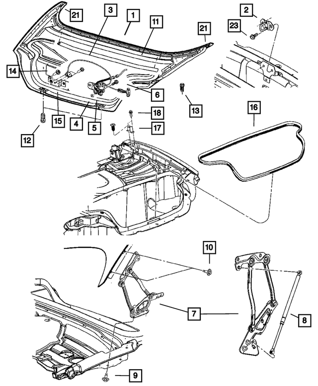 5256749 - Body Sheet Metal Except Doors: Deck Lid Adjuster Bumper for Mopar Image