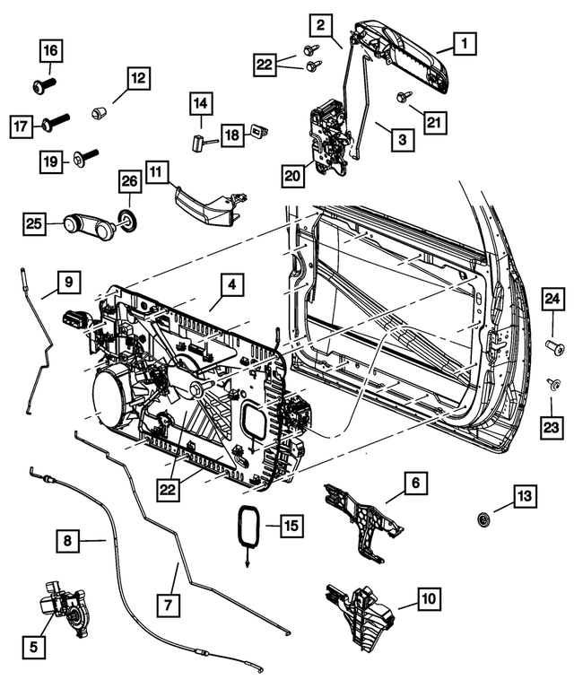 6NV561R4AD - Doors, Door Mirrors and Related Parts: Exterior Door Handle, Right for Mopar Image