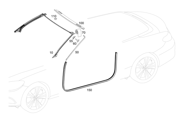 2056304704 - Trim and Lining: Seal, a-Pillar for Mercedes-Benz: C43 AMG, C63 AMG, C63 AMG S Image image
