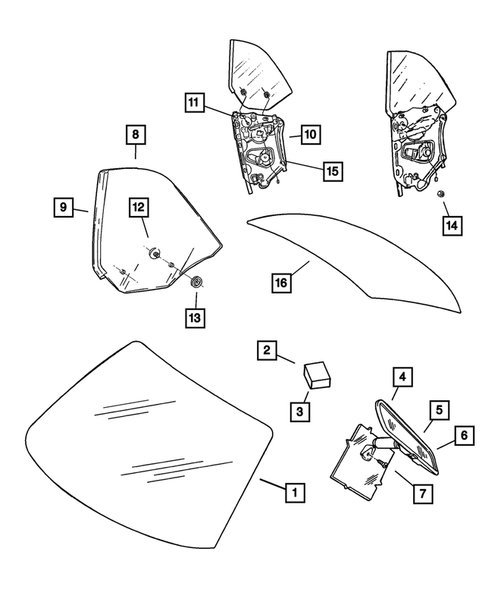 Windshield, Backglass and Inside Mirror (Glass and Rear View Mirror) for 2002 Chrysler Sebring #0