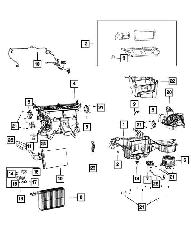 68238032AA - Air Conditioners and Heaters: A/c And Heater Housing for Mopar Image