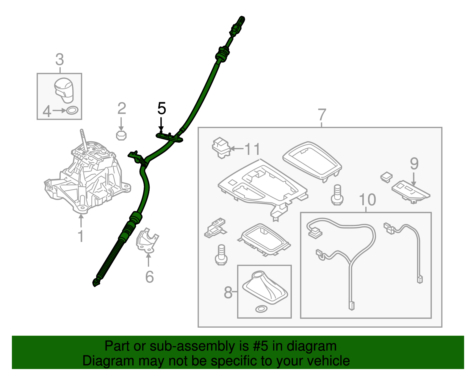 BFD2-46-500 - Automatic Transmission Shifter Cable - 2012-2014 Mazda 3