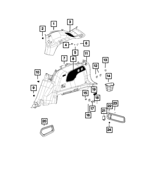 Panels-Moldings-Scuff Plates, Pillar, Cowl, 1/4 Panel Trim and Cargo Covers for 2015 Jeep Cherokee #0