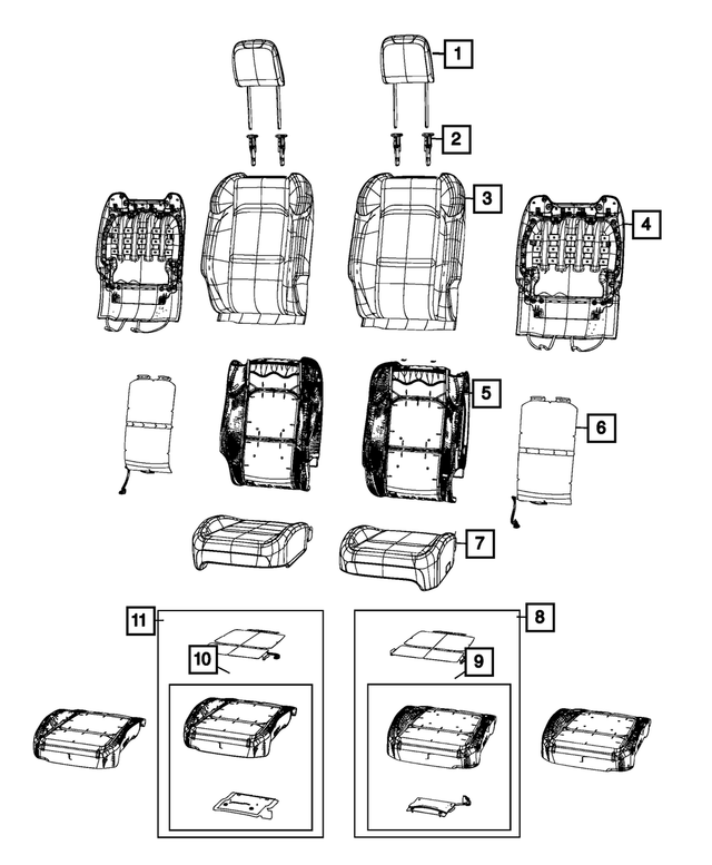68281997AE - Interior Trim: Front Seat Back Foam, Right for Mopar Image image