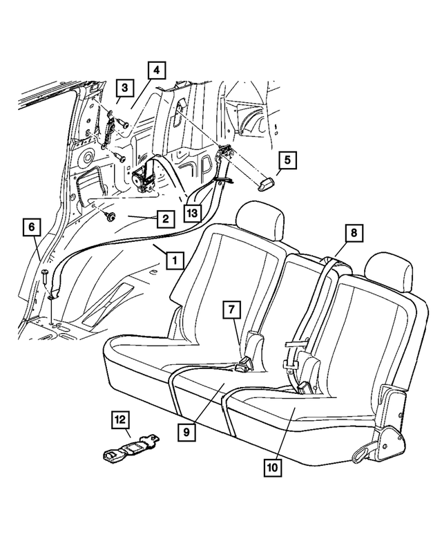 6036463AA - Interior Trim: Seat Belt Bolt for Mopar Image image