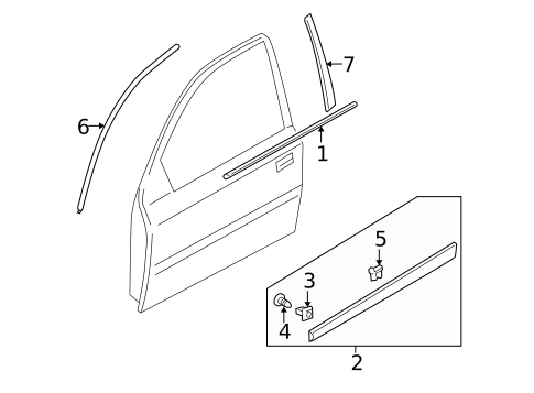 Exterior Trim - Front Door for 2006 Kia Rio5 #0