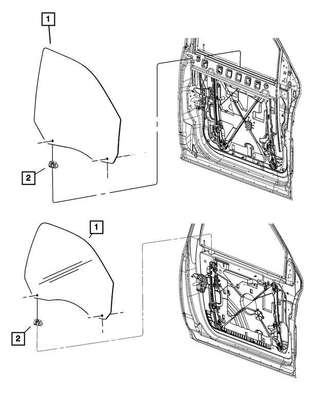 « 68700437AA – Glass : Porte Avant Glace, Côté Gauche pour Mopar Image »
