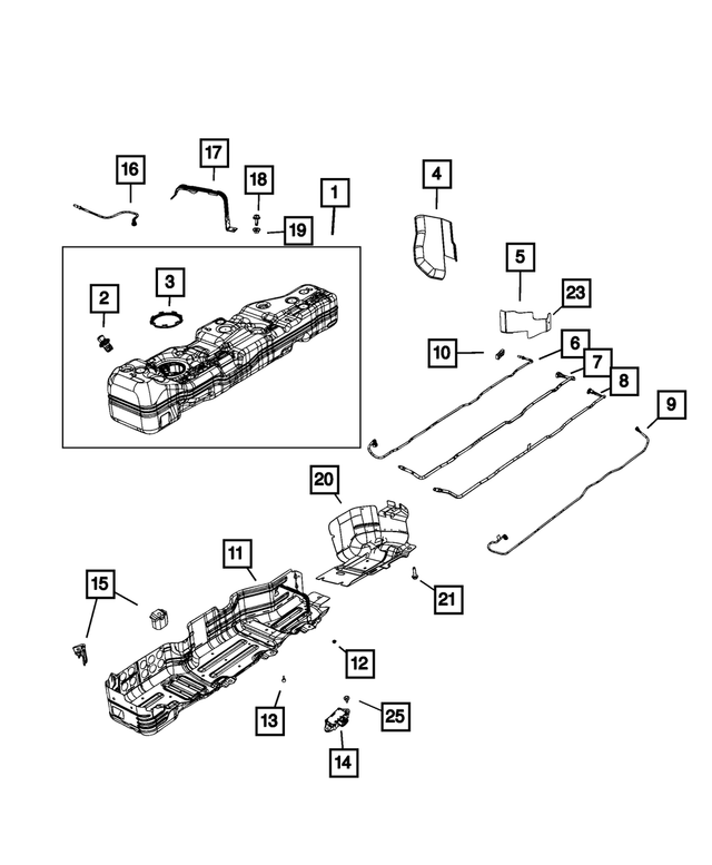 68640308AA - Fuel and Accelerator Pedal: Fuel Tank Skid Plate for Mopar Image image