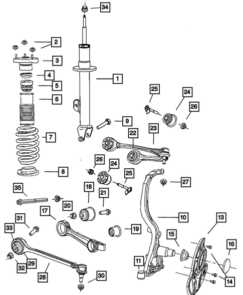 Front Suspension, Strut and Cradle for 2008 Dodge Charger #0