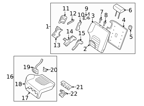 Rear Seat Components for 2014 Nissan Xterra #1