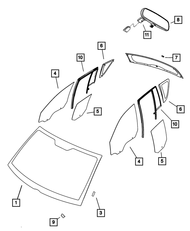 5074817AE - Glass: Front Door Glass, Left for Jeep: Compass, Patriot Image