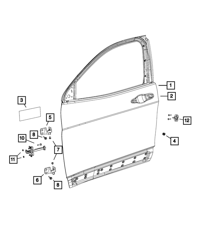 68640462AA - Doors, Door Mirrors and Related Parts: Front Door, Right for Mopar Image