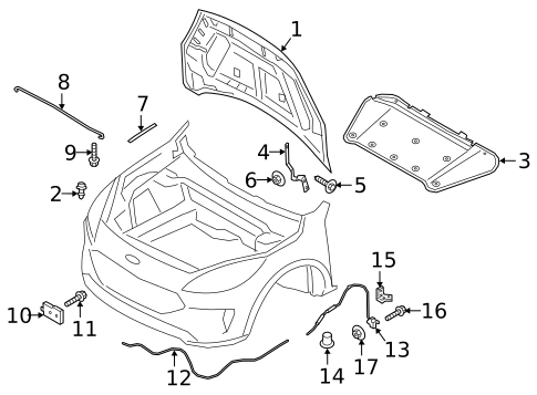 Hood & Components for 2023 Ford Escape #0