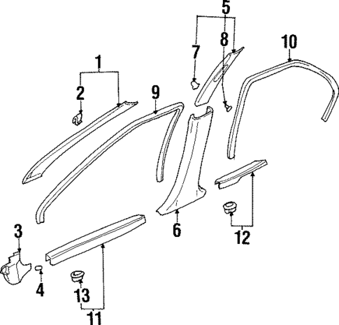 Interior Trim - Pillars for 2001 Mitsubishi Mirage #0