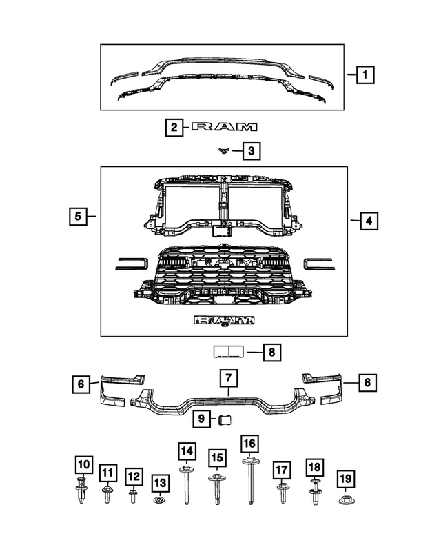 68719396AB - Exterior Ornamentation: Radiator Grille for Ram: 2500, 3500 Image