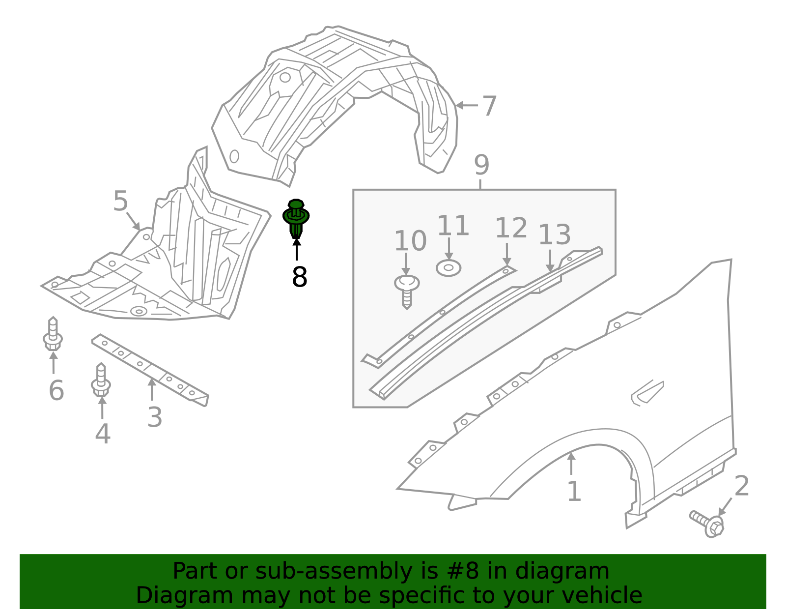 Genuine OEM Mazda Rear Right or Left Fender Splash Shield Fastener