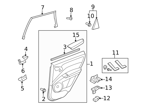 Interior Trim - Rear Door for 2008 Acura RDX #0