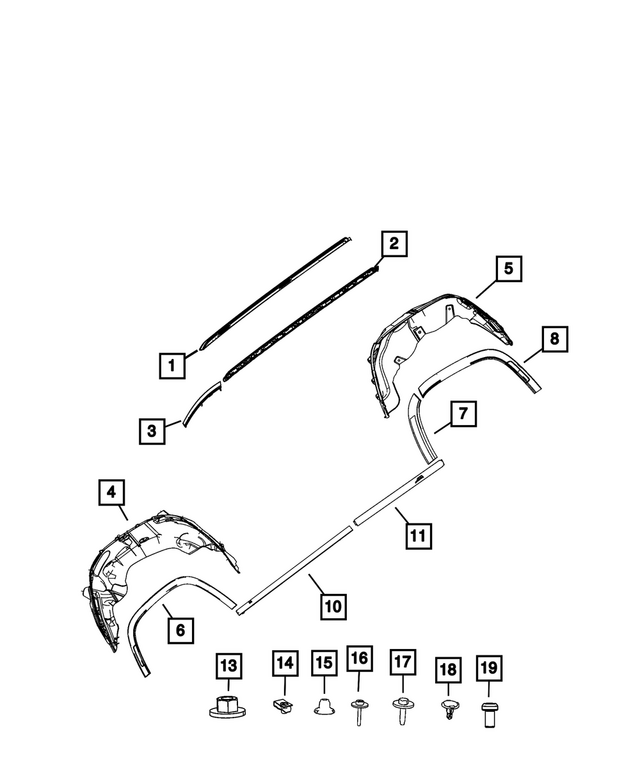 68565167AD - Exterior Ornamentation: Wheel Flare Molding, Left for Mopar Image