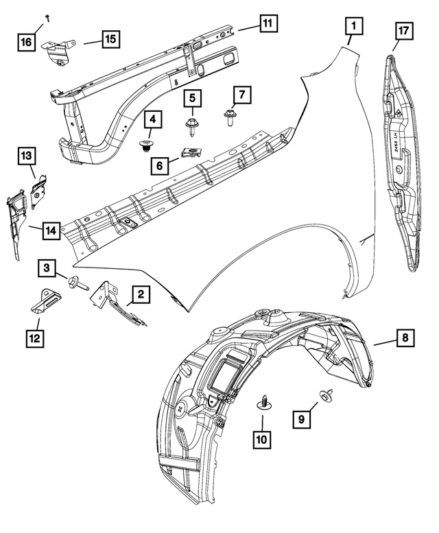 68095951AH - Body Sheet Metal Except Doors: Fender Closure, Left for Mopar Image