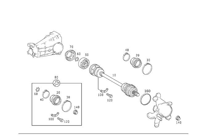 2083504000 - Rear Axle: Axle Shaft for Mercedes-Benz: 190D, 190E Image image