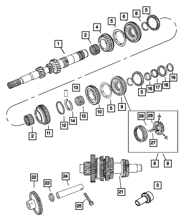 5134959AA - NVG Manual Transaxle 5 Speed: Transaxle Input Shaft Package for Mopar Image