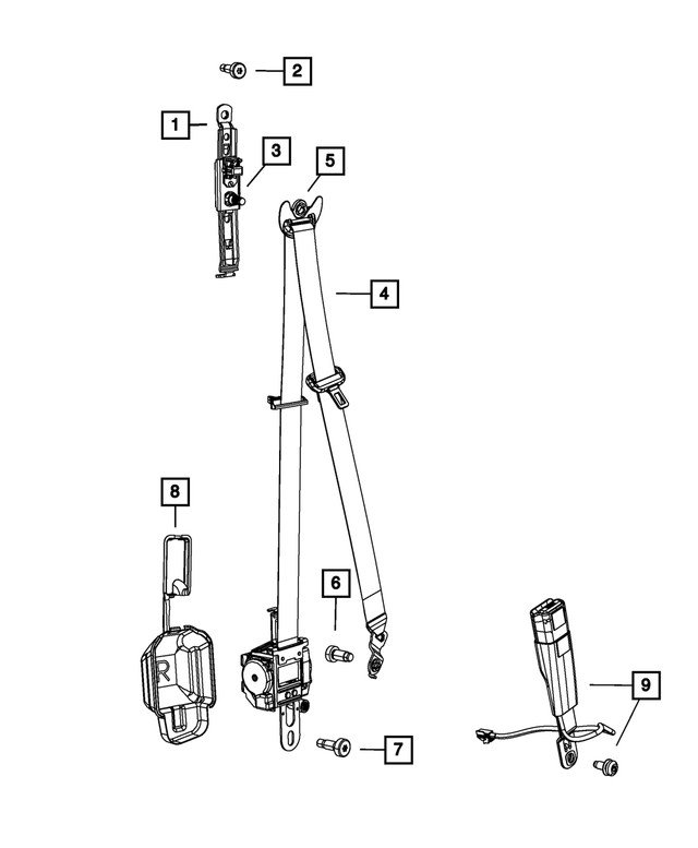 68770625AA - Restraints: Front Outer Seat Belt, Left for Mopar Image