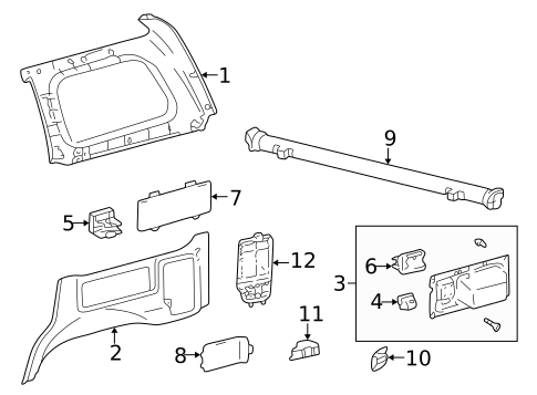 Interior Trim - Quarter Panels for 1998 Toyota Land Cruiser #0