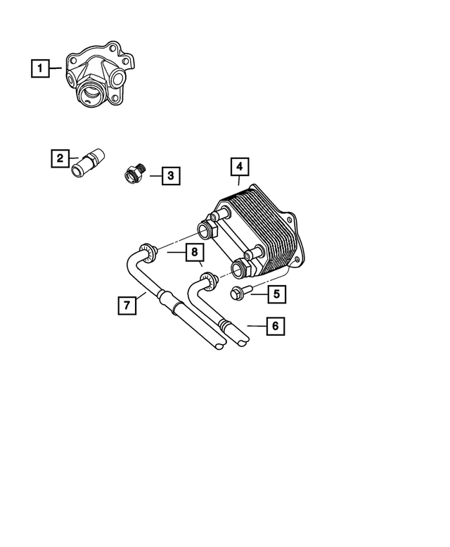 5037249AB - Engine 8.3L Ten Cylinder [EWC]: Oil Cooler Adapter for Mopar Image image