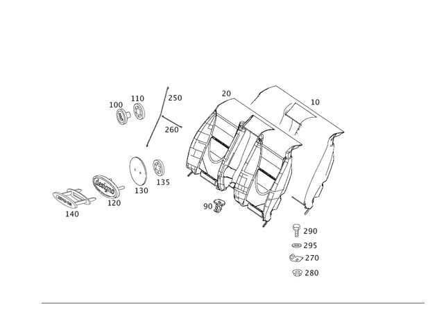 2169200216 - Rear Seat Bench: Padding for Mercedes-Benz: CL550, CL600, CL63 AMG, CL65 AMG Image image
