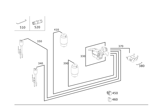 1643270145 - Springs, Suspension and Hydraulics: Line for Mercedes-Benz: GL320, GL550, ML320, ML350, ML450, ML500, ML550, ML63 AMG Image image