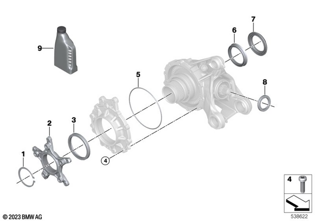 7119905076 - Rear Axle, Rear-Wheel Drive, Suspension: Lock Ring - 62X2 for BMW-Motorrad Image