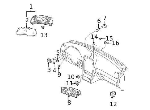 Cluster & Switches for 2002 Ford Thunderbird #0