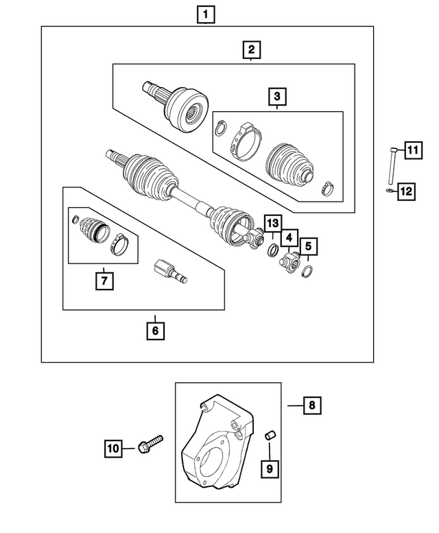 68410245AA - Differential and Drive Line: Axle Half Shaft, Right Or Left for Mopar Image