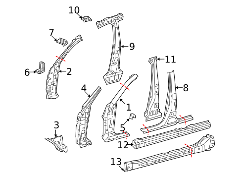 Center Pillar & Rocker for 2007 Lexus LS460 #0