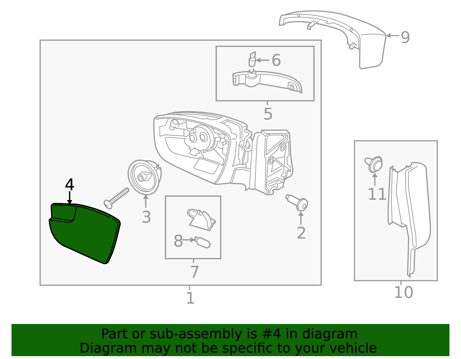 2017-2019 Ford Escape | Mirror Glass | GJ5Z-17K707-B | Walls' Ford Parts