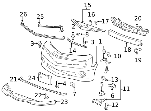 Bumper & Components - Front for 2015 Chevrolet Camaro #0