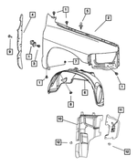 55276483AC - Body Sheet Metal Except Doors: Fender Mounting Bracket for Dodge: Ram 1500, Ram 2500, Ram 3500 Image