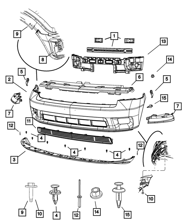68049865AA - Frame, Bumper, and Fascia: Front Bumper Beam for Mopar Image