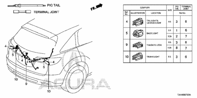 Electrical Connectors (RR.) (1) for 2013 Acura RDX #0