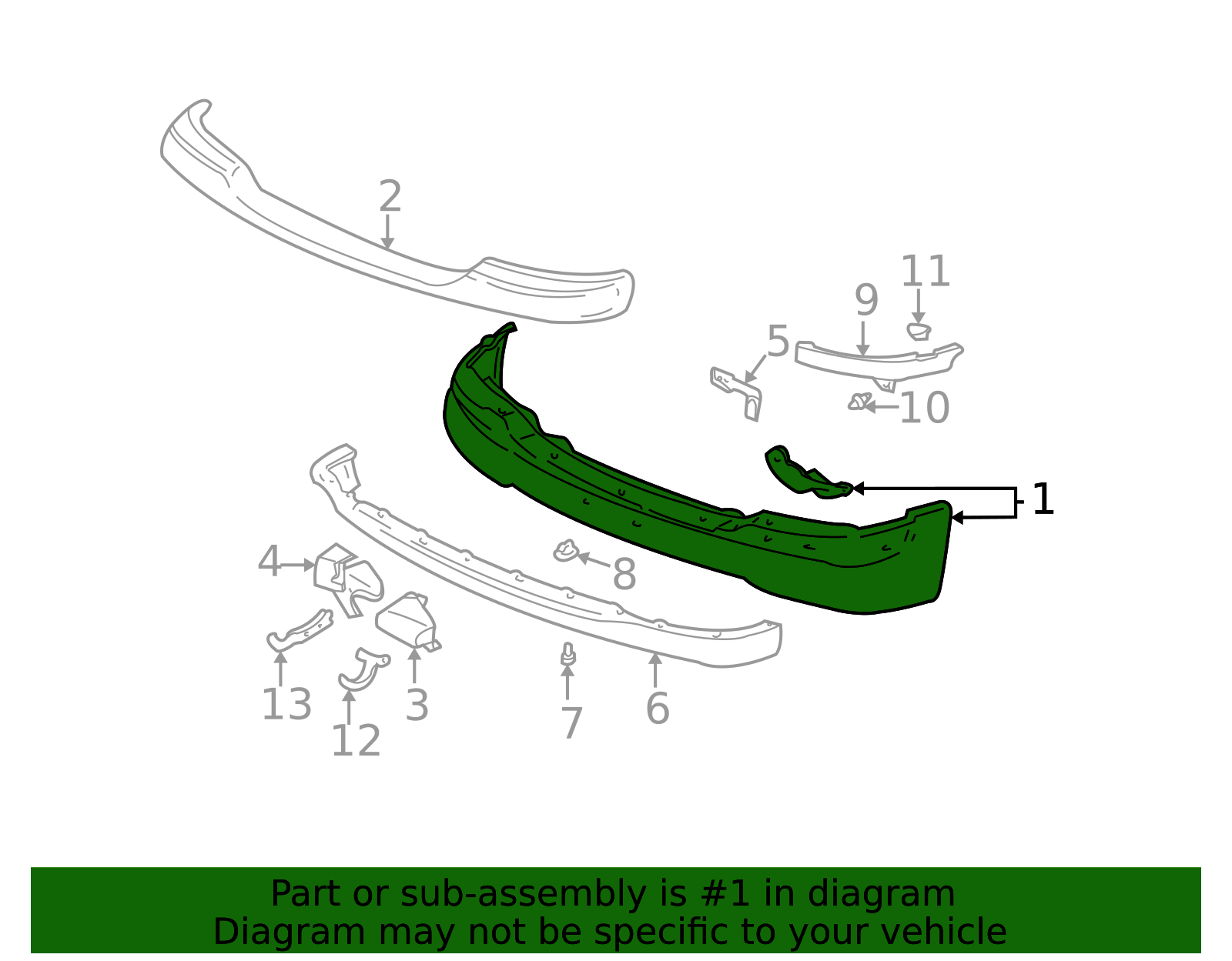 1999-2006 GMC Bright Chrome Front Bumper Impact Bar 15758072 GM ...