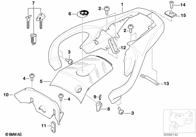 46542346381 - Frame and Mounting Parts: Handle with Luggage Support Left - Silber for BMW-Motorrad Image