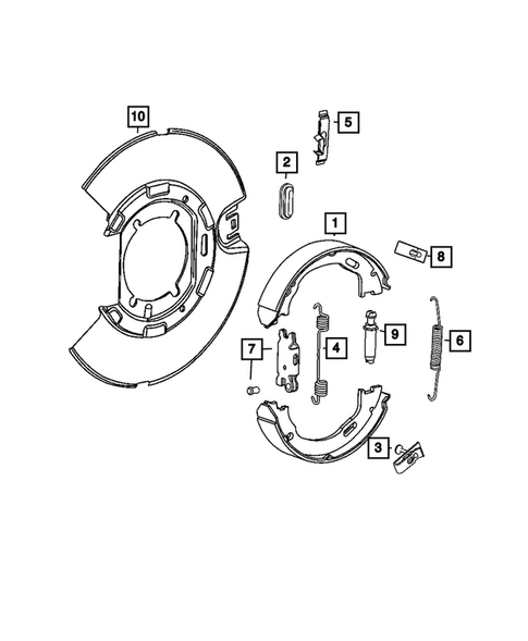 Parking Brake Lever, Cables, and Rear Disc Park Brake Assembly for 2009 Dodge Challenger #1
