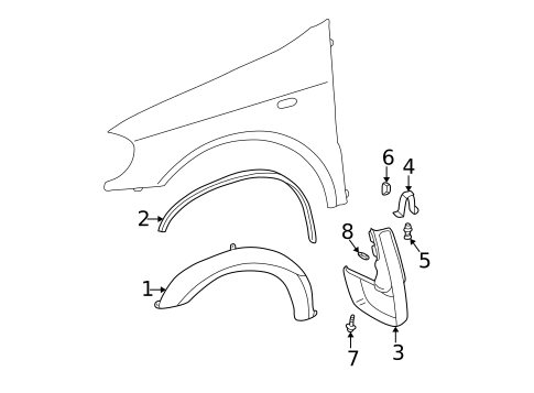 Exterior Trim - Fender for 2002 Mercedes-Benz ML55 AMG #0