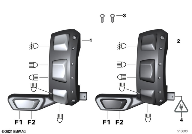 61318525645 - General Electrical System: Auxiliary Switch, Left - Us grau/grey for BMW-Motorrad Image
