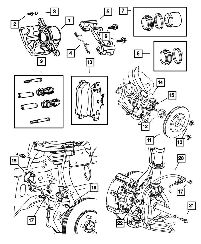 5018990AA - Service Brakes: Disc Brake Caliper, Right for Mopar Image image