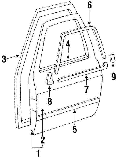 Exterior Trim - Front Door for 1987 Volkswagen Jetta #0